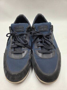 Geox Respira Mens US 10 Blue Black Lace-up Walking Sneakers Shoes Suede
